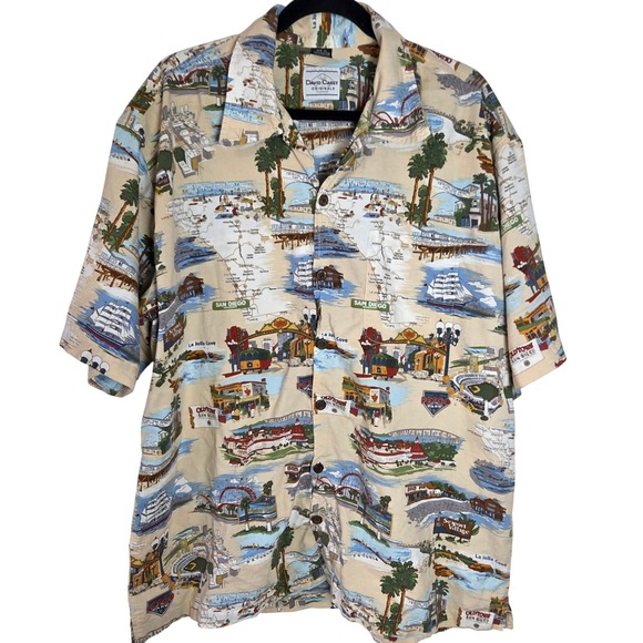 David Carey Other - Vintage San Diego Map Print Camp Shirt Novelty Coastal Vacation XL